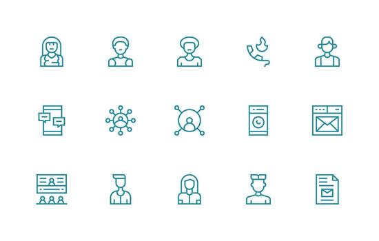 15 Regular Line Designs for Contact Icons Scalable Icons for Cross-Platform Interfaces vector