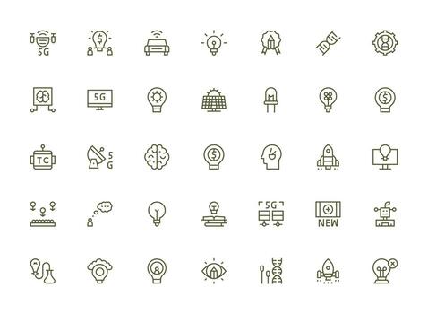 35 Regular Clean Line Icons for Innovation Graphics Multi-Style Icons for Creative Projects vector