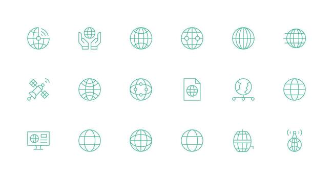 18 Minimal Line Vectors for Global Communication Theme Complete Icon Set for Mobile Apps
