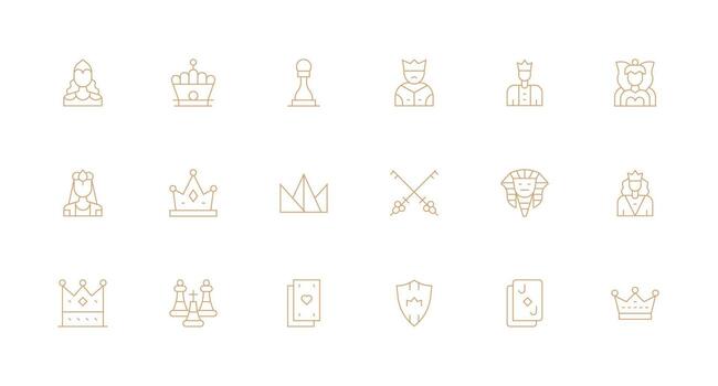 18 Minimal Line Icons for Royalty Graphics Complete Icon Set for Mobile Apps vector