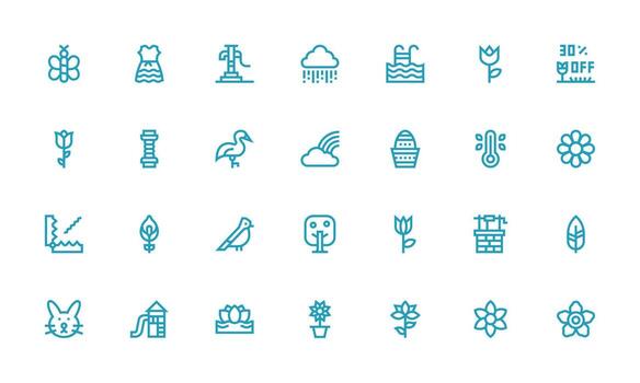 Bold Line Style Spring Icons with 28 Vectors Core Icon Collection for Daily Tasks