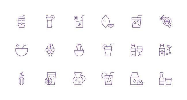 Minimal Line Icons from Juice Set with 18 Vectors User Interface Icons for Digital Products
