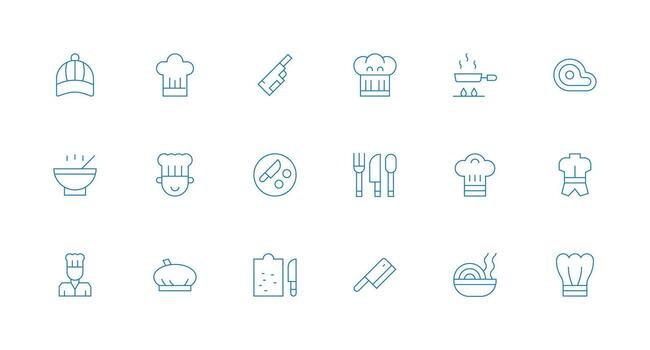 Minimal Line Style Cook Icons with 18 Vectors All Device Compatible Icon Set