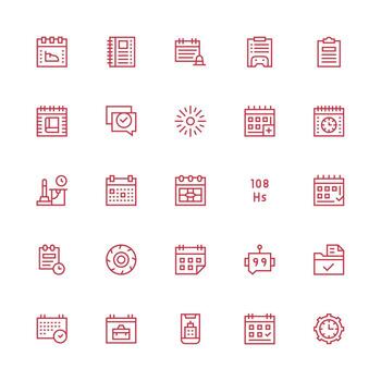 Task Icon Set with 25 Medium Stroke Outline Graphics Organized Icon Pack for Quick Access vector