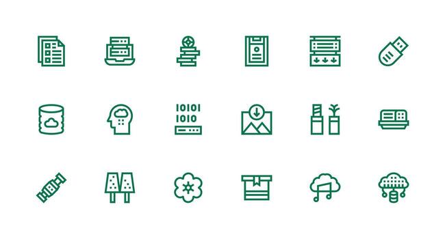18 Strong Stroke Line Style Icons from File Storage Collection Versatile Icon Collection for Designers vector