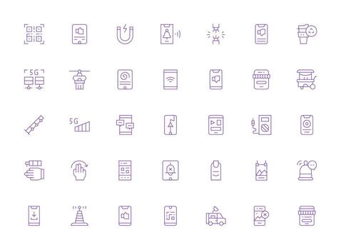 Light Line Icons from Mobile Set with 35 Vectors Clean Icon Collection for Web Use
