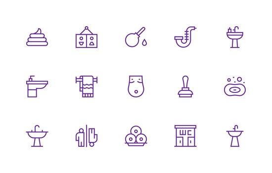 Regular Line Icons from Toilet Set with 15 Vectors High-Resolution Icons for Any Platform