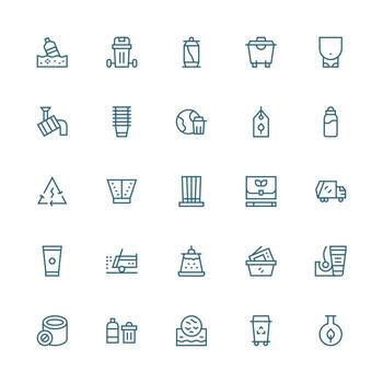 Medium Stroke Outline Style Recycling Icons with 25 Vectors Clear and Concise Icon Set Collection