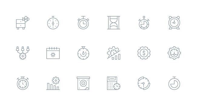 eficiencia diseño íconos presentando 18 en mínimo línea estilo compacto icono paquete vector