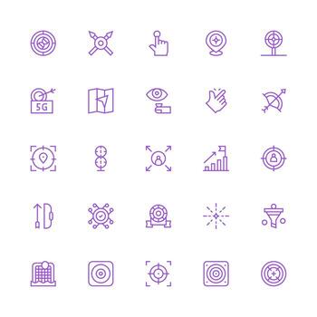 25 medio carrera contorno estilo íconos desde objetivo colección web y aplicación icono paquete colección vector