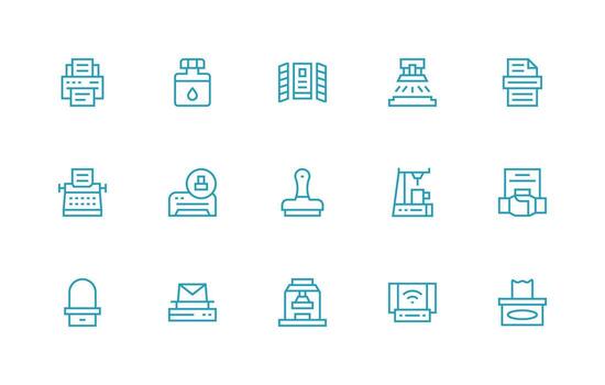 15 Regular Line Designs for Printing Icons Interface Icons for Daily Use vector