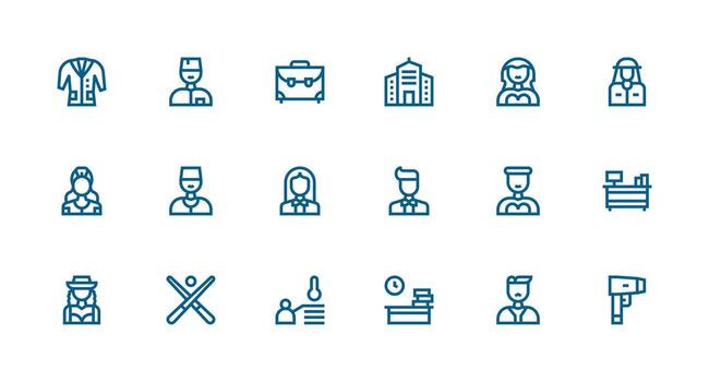 fuerte carrera línea íconos desde profesional conjunto con 18 vectores organizado paquete para proyecto bienes