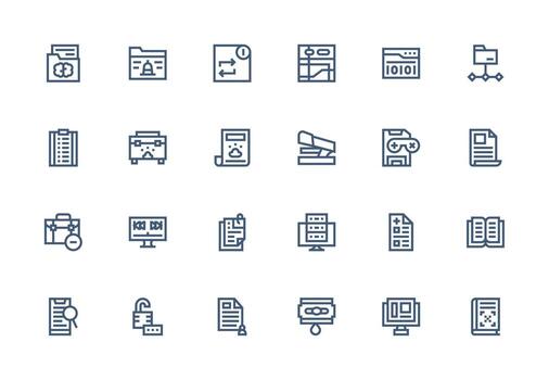 File Icon Set with 24 Thick Line Line Graphics Design Icon Pack vector