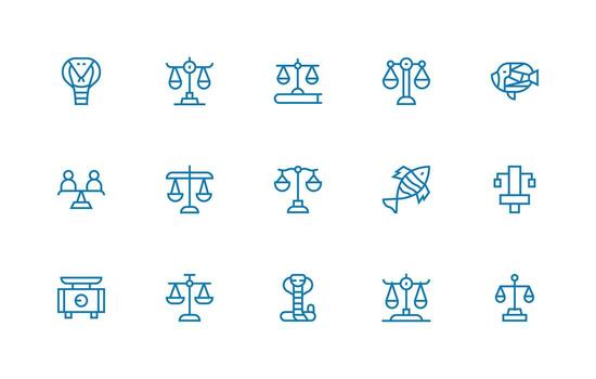 Scales including 15 Regular Line Illustrations Well-Structured Icons for Creative Use vector