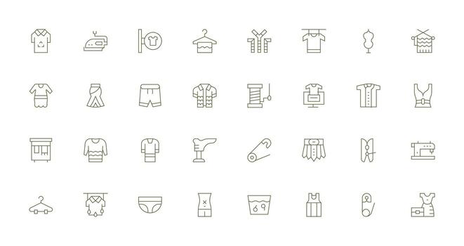 Thin Line Icons from Garment Set with 32 Vectors Neatly Designed Icons for Web Platforms