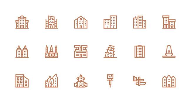 18 Icons for Cityscape in Strong Stroke Line Format Scalable Icon Pack vector