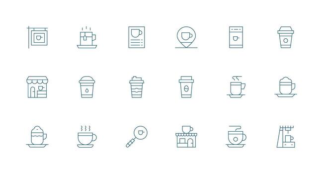 Americano featuring 18 Icons in Minimal Line Design Interface Icons for Daily Use vector