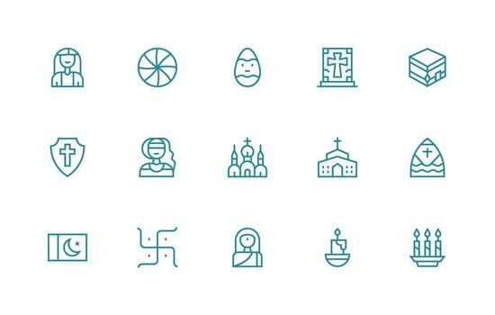 Religious featuring 15 Icons in Regular Line Design App Icon Pack vector