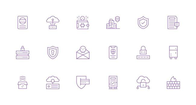 18 Minimal Line Vectors for Cybersecurity Theme UI and UX Focused Icon Collection