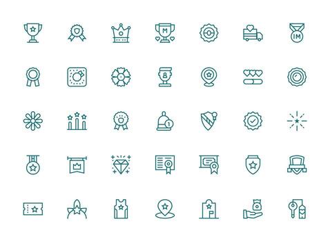 Premium Visual Pack containing 35 Regular Clean Line Icons Full Icon Library for UI Designers vector