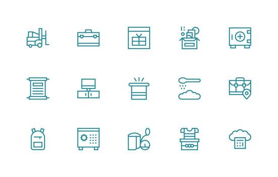 Storage featuring 15 Icons in Regular Line Design Icon Set for Projects vector