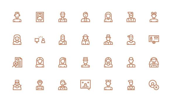 persona icono conjunto con 28 negrita línea gráficos rápido acceso íconos para ui desarrollo vector