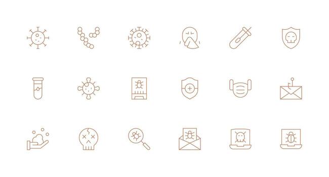 18 Minimal Line Designs for Virus Icons Clear and Concise Icon Set Collection vector
