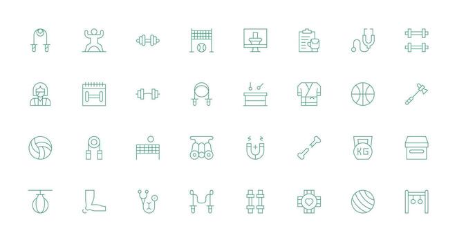 Physical Visual Pack containing 32 Thin Line Icons Neat Icon Set vector