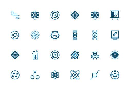 24 Thick Line Line Vectors for Molecule Theme Core Icon Collection for Daily Tasks