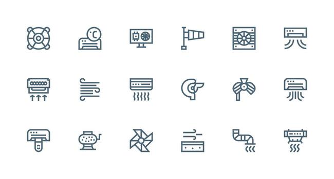 Airflow Visual Pack containing 18 Strong Stroke Line Icons Dashboard Icon Series vector