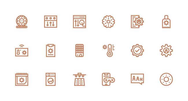 Settings featuring 18 Icons in Strong Stroke Line Design Multi-Purpose Icon Pack for Templates vector