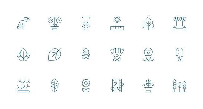 18 Minimal Line Icons for Ecosystem Graphics Compact Icon Set vector