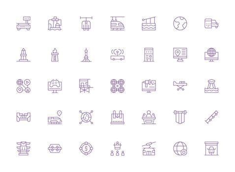 35 Light Line Icons for Platform Graphics Multi-Style Icon Collection vector