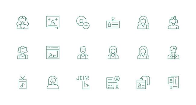 Membership Visual Pack containing 18 Minimal Line Icons Multi-Style Icons for Creative Projects vector