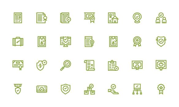 Validated Design Icons featuring 28 in Bold Line Style Complete Icon Set for Mobile Apps vector