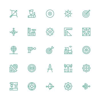 Precision featuring 25 Icons in Medium Stroke Outline Design Fully Editable Icon Set for Web vector