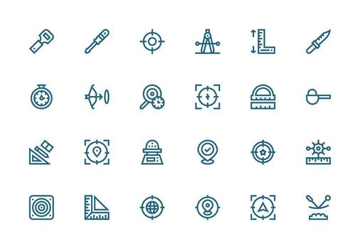 Precise Icon Set with 24 Thick Line Line Graphics Quick Access Icons for UI Development vector