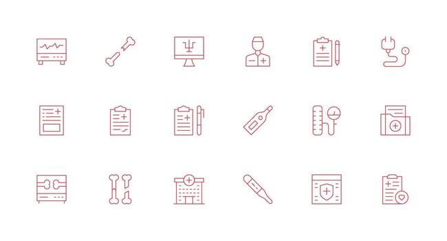 Minimal Line Icons from Diagnosis Set with 18 Vectors Flexible Icon System for Web Interfaces