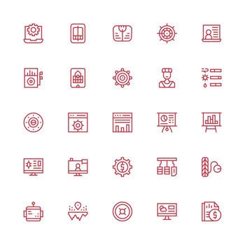 25 Medium Stroke Outline Icons for Dashboard Graphics Neat Icon Set vector