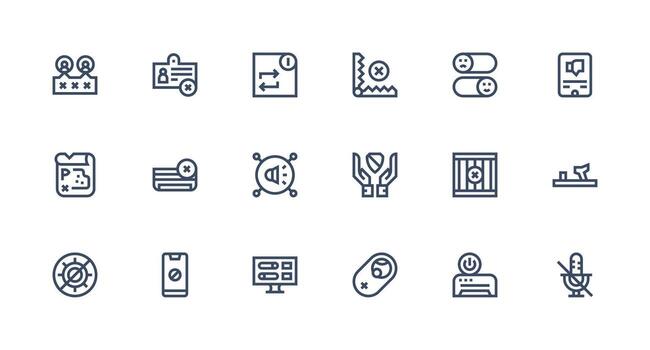 Disable Icon Collection with 18 Strong Stroke Line Designs Flat Icon Set vector