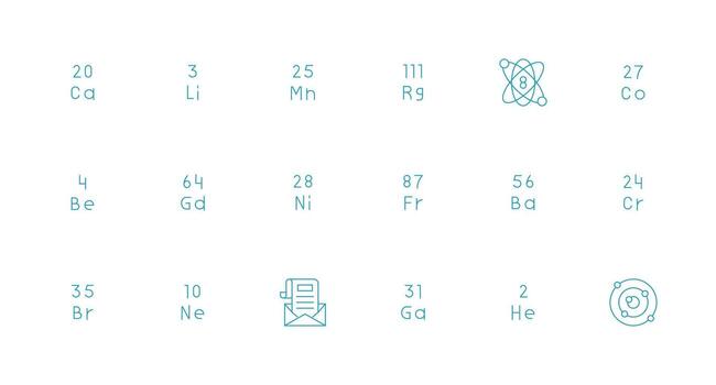 Periodic Design Icons featuring 18 in Minimal Line Style Interface Icon Collection for Daily Projects vector