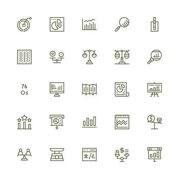25 Comparison Icons in Medium Stroke Outline Aesthetic Complete Icon Set for Mobile Apps vector