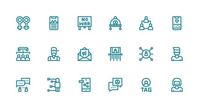 18 Strong Stroke Line Style Icons from Social Collection Design Ready Icon Set for Teams vector
