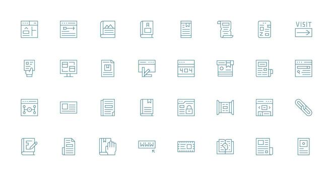 32 Page Icons in Thin Line Aesthetic Scalable Icons for Cross-Platform Interfaces vector
