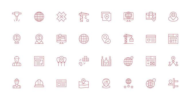 Site Set with 32 Thin Line Icons Universal Icon Pack vector