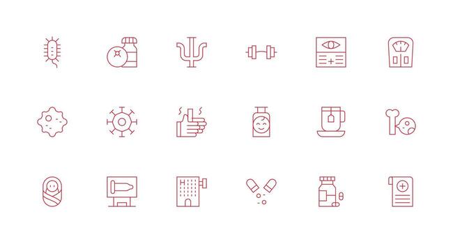 18 Minimal Line Designs for Health Icons Full Icon Library for UI Designers vector
