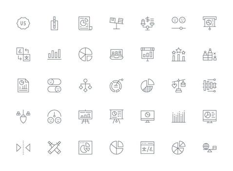 Light Line Icons from Comparison Set with 35 Vectors Multi-Purpose Icon Set