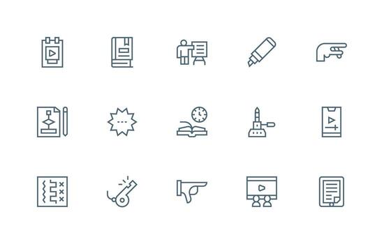 Instructional featuring 15 Icons in Regular Line Design Complete Icon Set for Mobile Apps vector