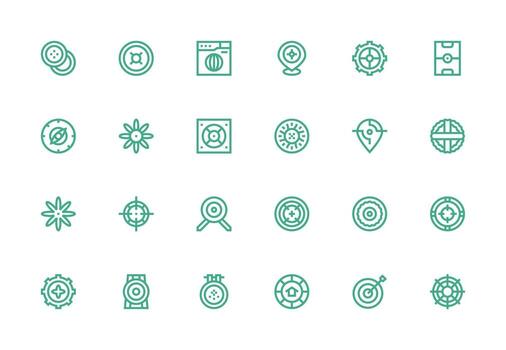 24 Thick Line Line Designs for Center Icons Scalable Icons for Cross-Platform Interfaces vector