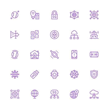 Connectivity Icon Set with 25 Medium Stroke Outline Graphics Scalable Icon Pack vector